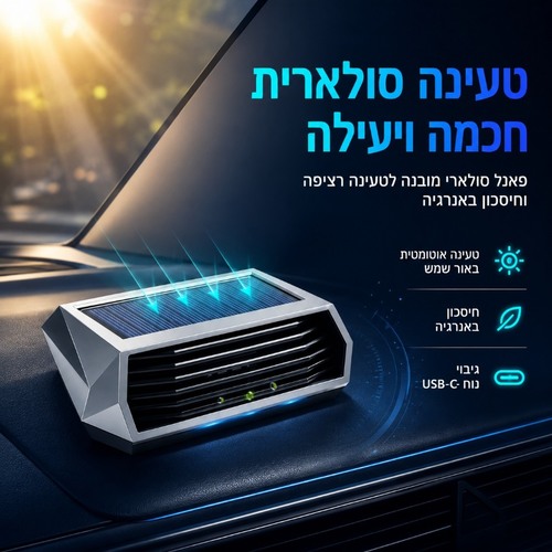 מטהר אוויר סולארי חכם לרכב - לנטרול ריחות וטיהור האוויר