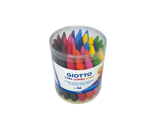צבעי שעווה ג'מבו עבים בכוס - 36 יח GIOTTO
