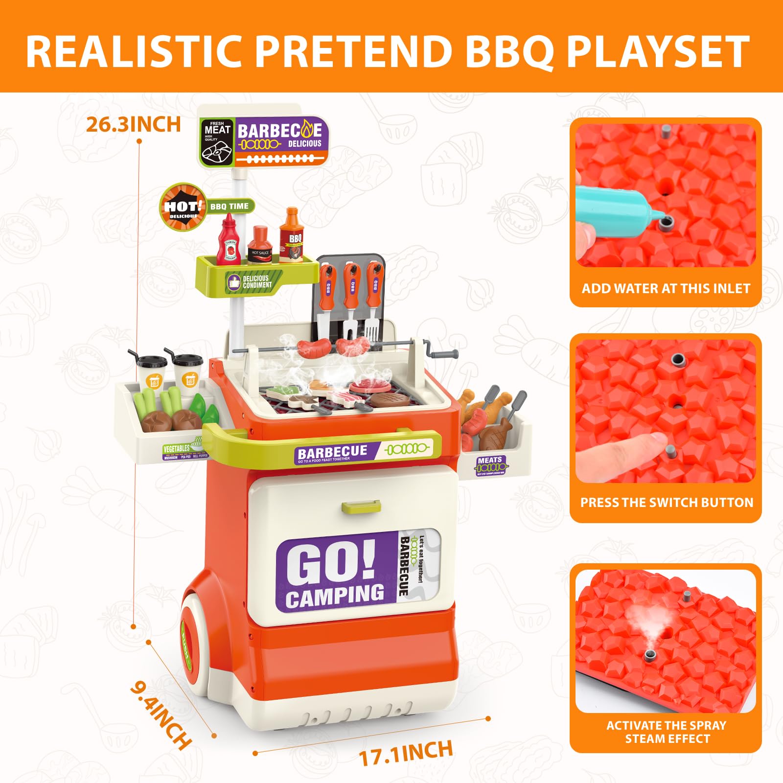 ערכת משחק עגלת מנגל לילדים (Ausway BBQ Cart Playset)