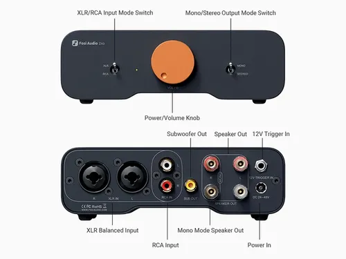 Fosi Audio ZA3 - מגבר סטריאו מאוזן עם ספק כוח 48V