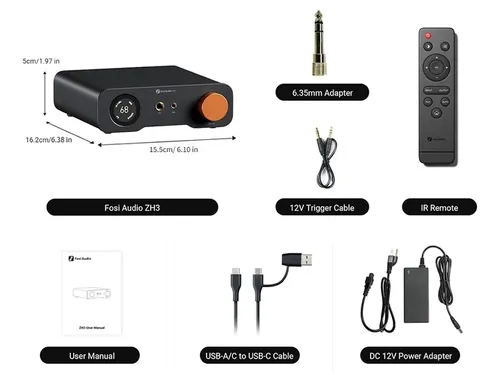 Fosi Audio ZH3 - ממיר DAC ומגבר אוזניות שולחני