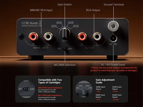 Fosi Audio BOX X5 - קדם מגבר לפטיפון MM/MC