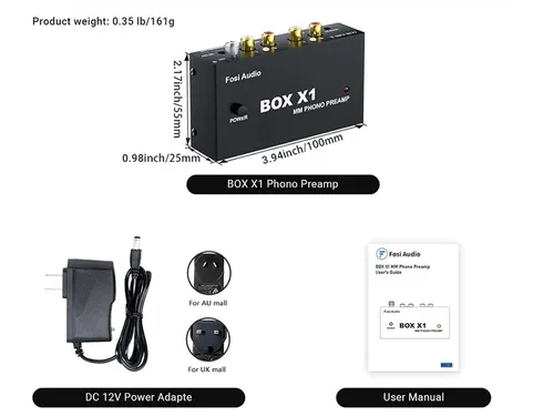 Fosi Audio Box X1 - קדם מגבר פונו עם יציאת אוזניות לפטיפון