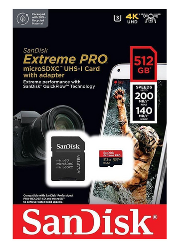 כרטיס זיכרון SanDisk Extreme PRO microSDXC UHS-I 512GB 200MB/s