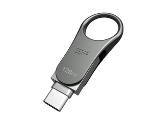 זיכרון נייד Silicon Power Mobile C80 OTG Type-C 128GB Titanium Gray