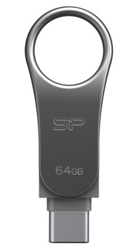 זיכרון נייד Silicon Power Mobile C80 OTG Type-C 64GB Titanium Gray