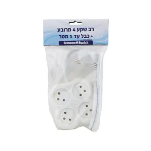 רב שקע T4 מרובע+כבל עד 1 מטר