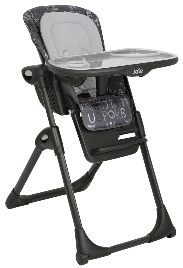 כסא אוכל מפואר לתינוק Mimzy Recline עם 3 מגשים וריפוד כפול בצבע ABC Charcoal