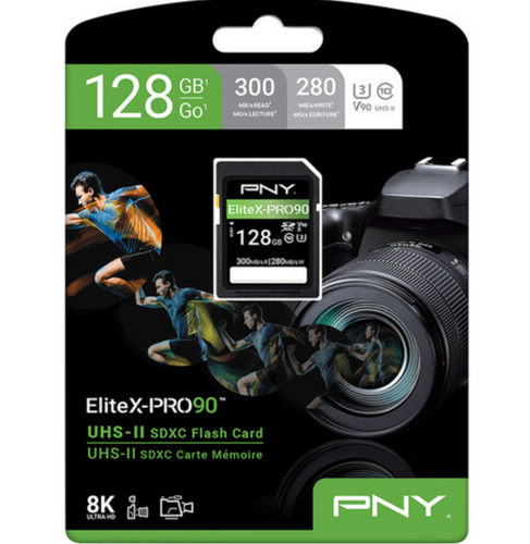 כרטיס זיכרון PNY EliteX-PRO90 SDXC UHS-II 128GB 300MB/s V90