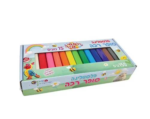 פלסטלינה 150 גרם 15 צבעים