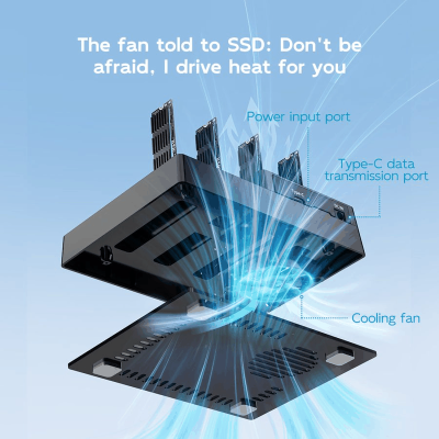 מארז ומשכפל MAIWO K3015P4 ל-4 כונני M.2 NVMe SSD בחיבור USB-C 40Gbps
