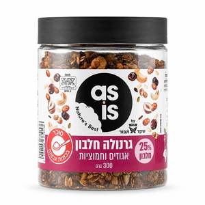 גרנולה  25% חלבון עם אגוזים וחמוציות