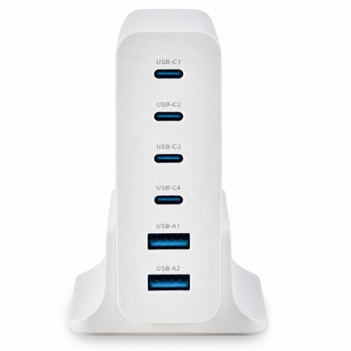 תחנת טעינה עם 4 יציאות USB-C ו-2 יציאות USB-A.