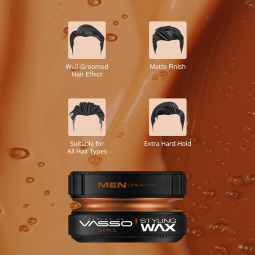 חימר לשיער VASSO Spike Soft Clay – אחיזה חזקה וגימור מט 150 מ״ל