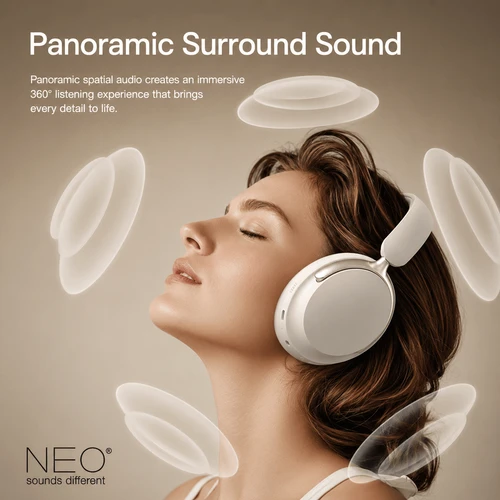  אוזניות קשת אלחוטיות (Over‑Ear) NEO ICON בז' 