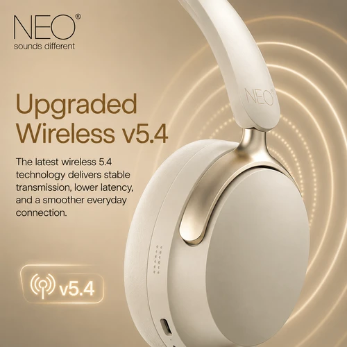  אוזניות קשת אלחוטיות (Over‑Ear) NEO ICON בז' 