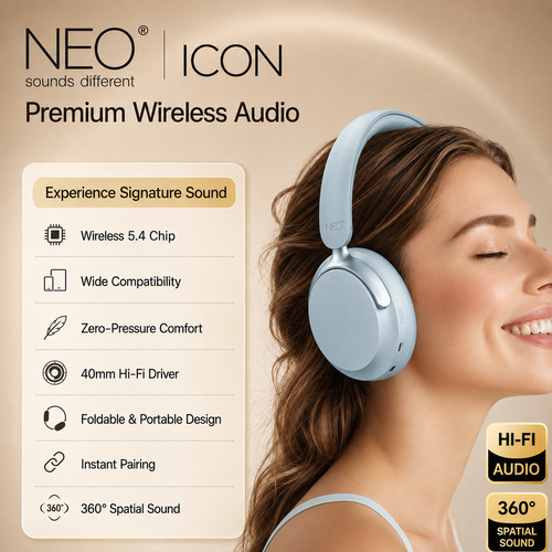  אוזניות קשת אלחוטיות (Over‑Ear) NEO ICON כחול 