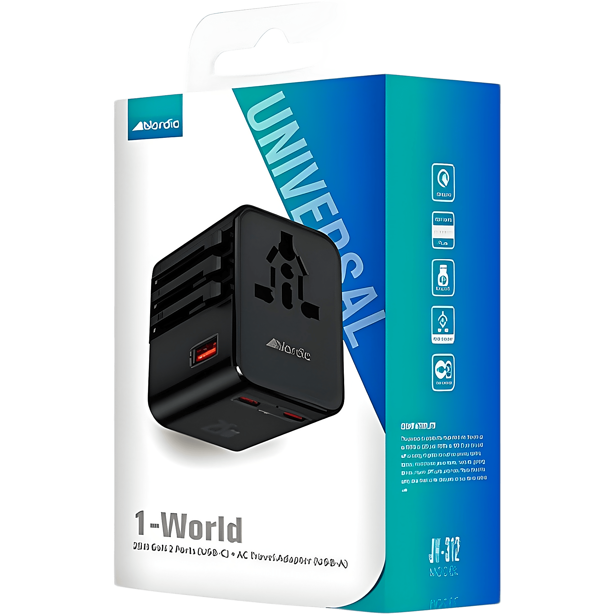 מתאם ומטען נסיעות אוניברסלי 25W USB-C ויציאת USB-A