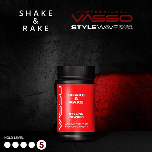 אבקת נפח לשיער VASSO Shake Rake – מרקם ואחיזה בגימור מט 20 גרם