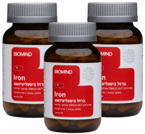 מארז שלישיה ברזל ביסגליצינאט ביומיינד  - BioMind Iron X3