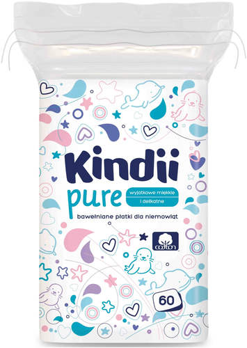 פדים כותנה מלבניים לתינוק 60 יחידות Kindii