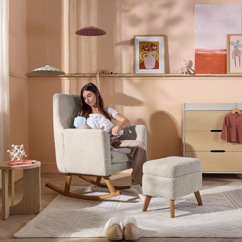 כורסת הנקה מעוצבת דגם אוסקר Tutti bambini Oscar Luxe כולל הדום צבע Teddy Sage