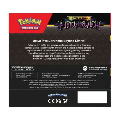 POKEMON TCG MEGA EVOLUTION PITCH BLACK BOOSTER BOX - 36 PACKS   קלפי פוקימון 
