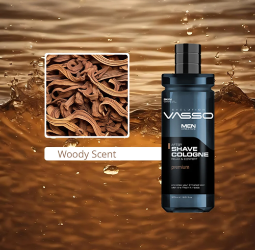 אפטר שייב קולון Premium בניחוח עצי WOODY ‏370 מ״ל VASSO