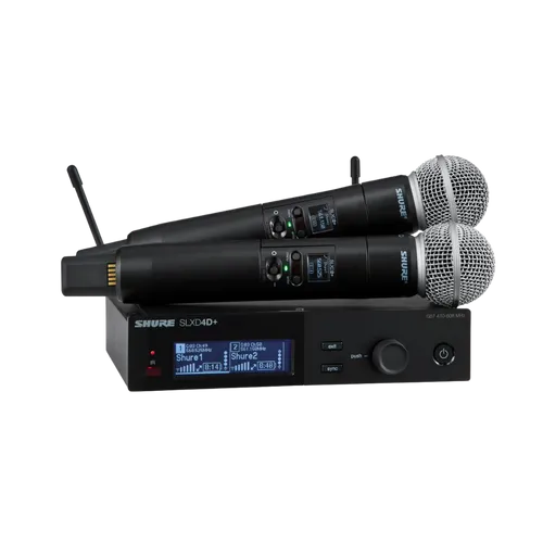מערכת מיקרופונים אלחוטית כפולה דגם SLXD24D+/58 מבית Shure