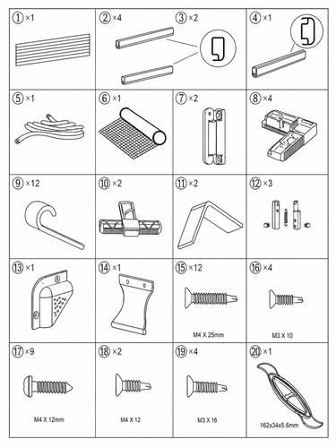 מסגרת אלומיניום לבן לדלת DIY כולל רשת ליתושים ומעופפים 