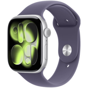 שעון חכם Apple Watch Series 11 GPS 46mm Silver Aluminium Case with Purple Fog Sport Band - M/L - שנה אחריות ע"י היבואן הרשמי