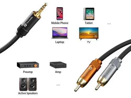 Fosi Audio 3.5 mm to RCA Cables - כבל 3.5 ל- RCA באורך 1.8 מטר