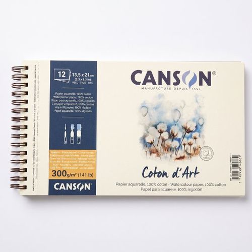 בלוק אקוורל 300 גר 13.5/21 סמ 100% כותנה Canson Cotton d'Art