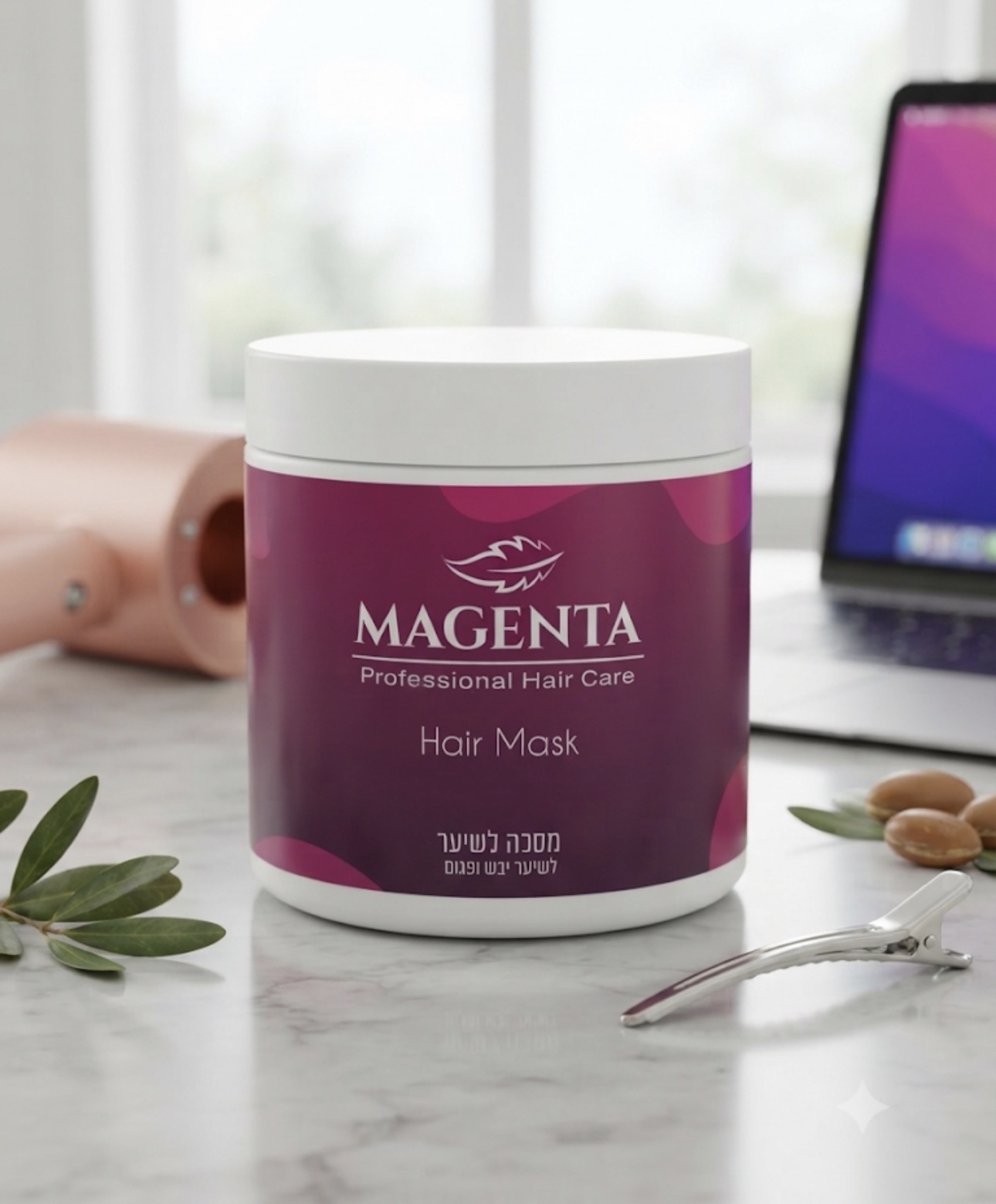 MAGENTA מסכה לשיער יבש ופגום לשיקום והזנה 500 מ"ל 