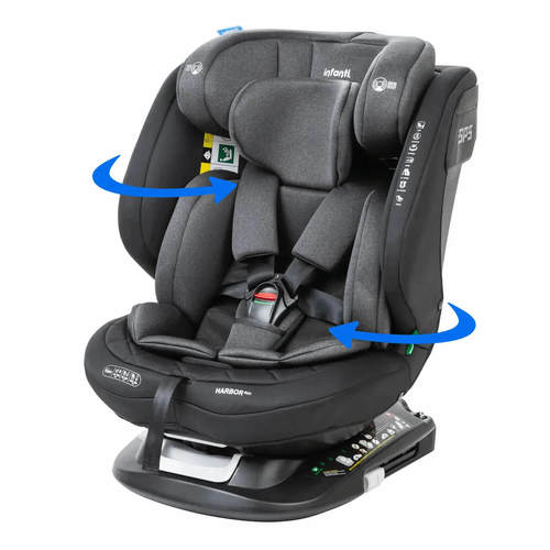 כסא בטיחות מסתובב 360° שהופך לבוסטר Harbor אפור Infanti