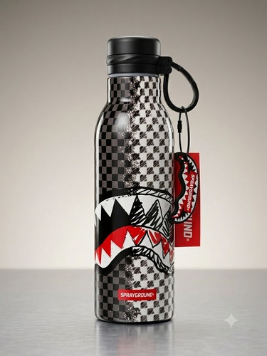 בקבוק תרמי 600 מ״ל GREY CHECK SCRIBBLE SPLIT – ספרייגראונד Sprayground