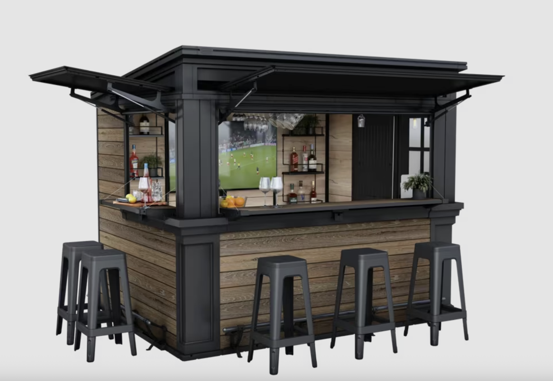 בר חוץ מעוצב עם אחסון – Outdoor Bar - דמוי עץ גוון חום אגוז KETER