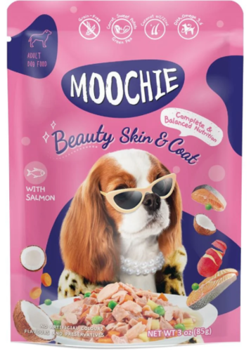 פאוץ' לכלבים Beauty Skin & Coat בטעם סלמון עם גזר, בטטה, אפונה ירוקה ושמן קוקוס – 85 גרם