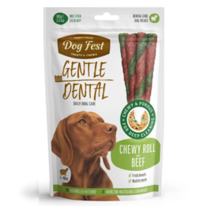 דוג פסט חטיף דנטלי גליל בקר 100 גרם | Dog Fest Dental Beef Rolls 100g