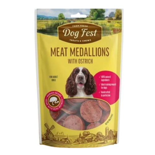 דוג פסט חטיף מטבעות בטעם יען 90 גרם | Dog Fest Ostrich Flavor Coins 90g