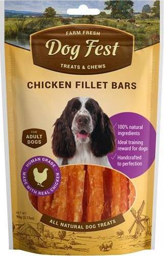 דוג פסט חטיף מקלות פילה עוף 90 גרם | Dog Fest Chicken Fillet Sticks 90g