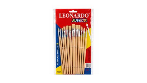 מארז 12 מכחולים שטוחים לציור ויצירה Leonardo Junior