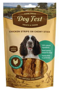 דוג פסט חטיף רצועות עוף על מקל לעיסה 90 גרם | Dog Fest Chicken Strips on Chewing Stick 90g