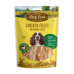 דוג פסט חטיף פילה עוף על מקל לעיסה 90 גרם | Dog Fest Chicken Fillet on Chewing Stick 90g