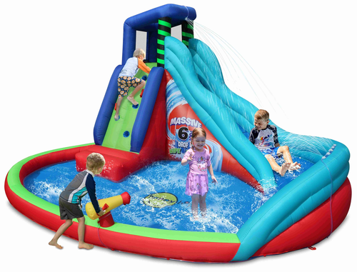 מתקן מתנפח רטוב פארק מים ענק Wipe-Out עם מגלשה סיבובית בגובה 1.8 מטר וקיר טיפוס 9792