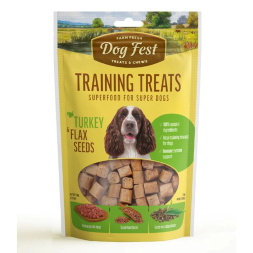 דוג פסט חטיף אילוף הודו וזרעי פשתן 90 גרם | Dog Fest Turkey with Flaxseeds Training Treats 90g