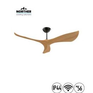 מאוורר תקרה עץ 56" SPAZIO WIFI לפרגולה IP44 כולל שלט NORTHER