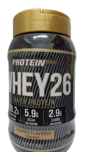 אבקת חלבון בטעם עוגיות 700 גרם וואי 26 Protein Max Whey