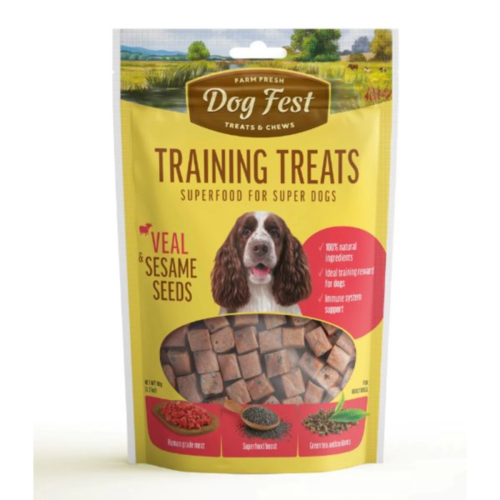 דוג פסט חטיף אילוף עגל וזרעי שומשום 90 גרם | Dog Fest Veal with Sesame Seeds Training Treats 90g
