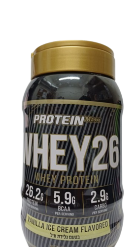 אבקת חלבון בטעם גלידת וניל 700 גרם וואי 26 Protein Max Whey